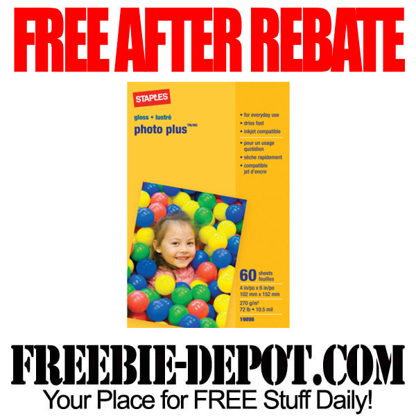 FREE AFTER REBATE – Staples Photo Paper Plus